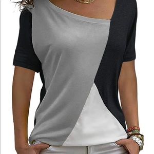 Short Sleeve Patchwork Color Block Top